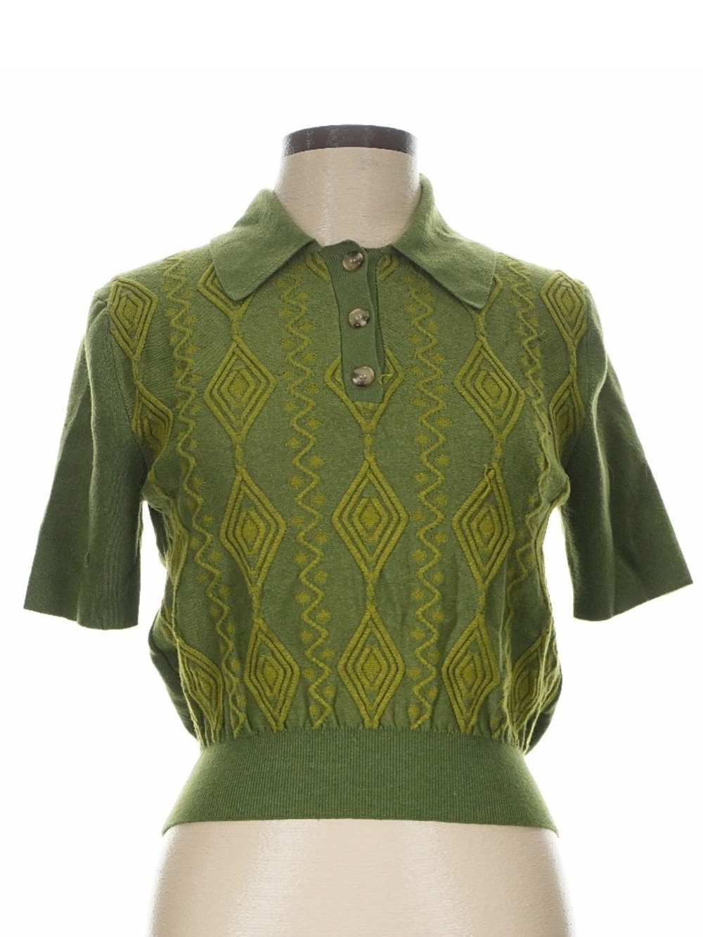 Urban Outfitters Short Sleeve Knit Collard Retro Sweater Large